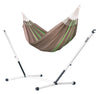 Nautico Cool Grey Colombia Chocolate - Organic Cotton Kingsize Hammock with Powder Coated Steel Stand