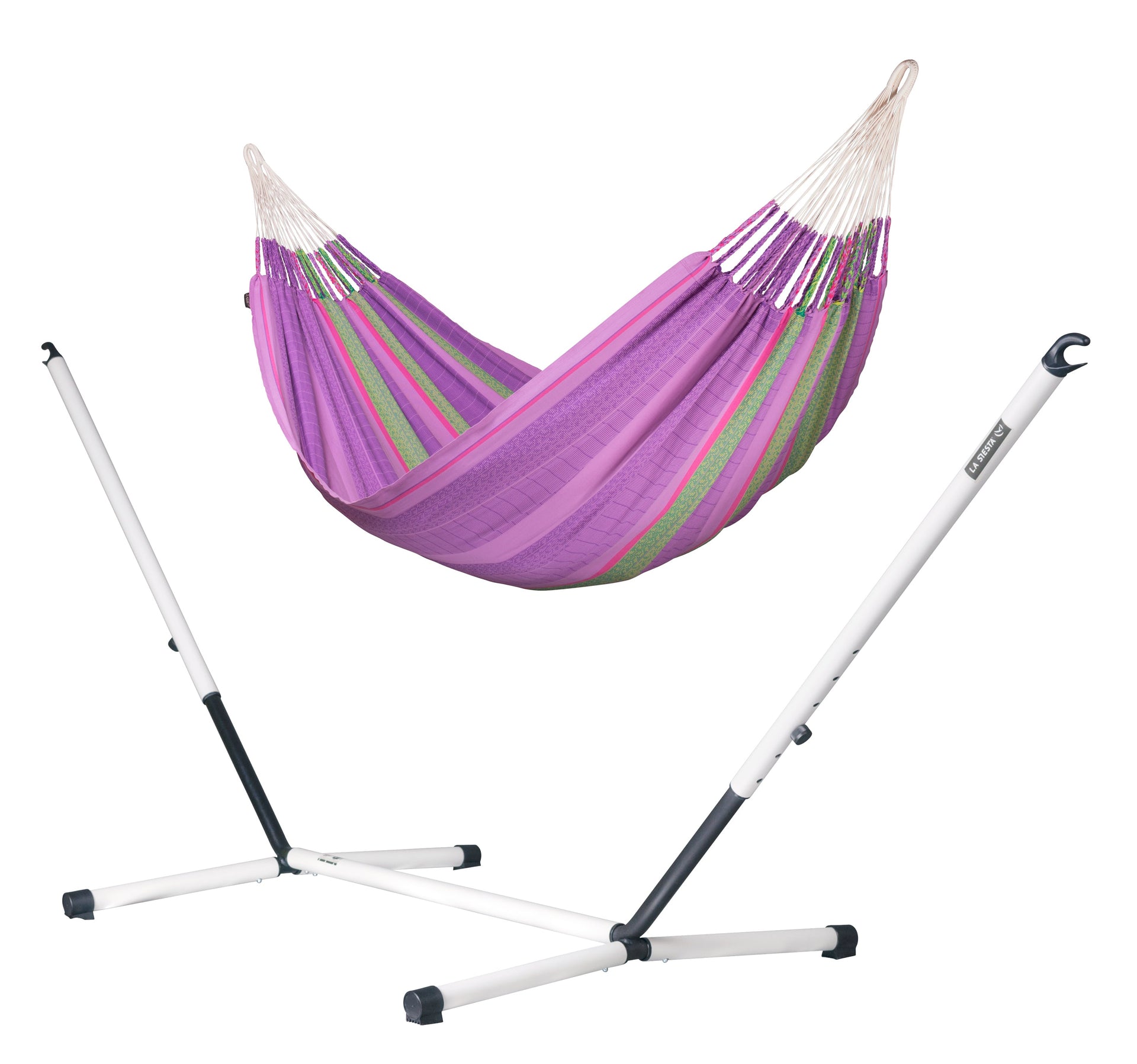 Nautico Cool Grey Colombia Blossom - Organic Cotton Kingsize Hammock with Powder Coated Steel Stand