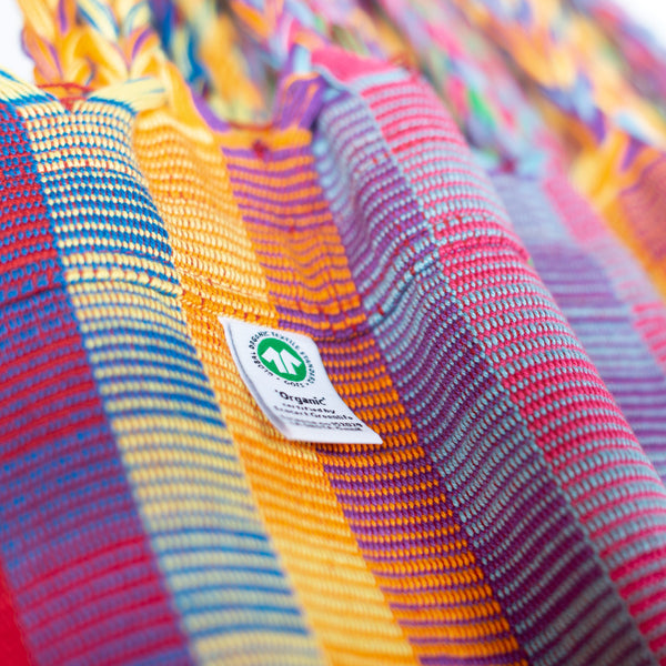 Nautico Cool Grey Colombia Flowers - Organic Cotton Kingsize Hammock with Powder Coated Steel Stand LA SIESTA