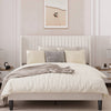 Full size White Velvet Upholstered Platform Bed Frame with Wingback Headboard