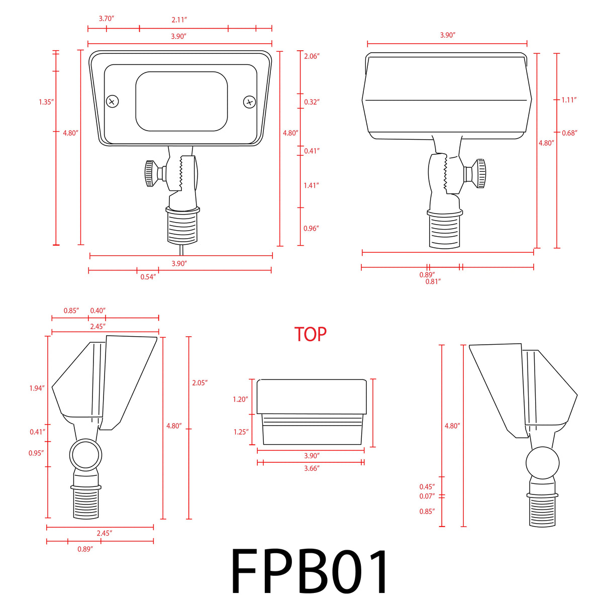 FPB01 Brass 12V Low Voltage Rectangular LED Directional Floodlight Adjustable Lighting G4 Socket