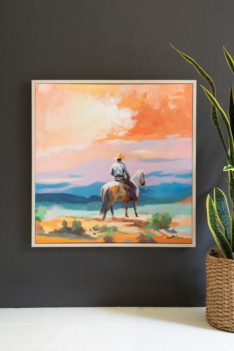 FRAMED ACRYLIC PAINTING - COWBOY