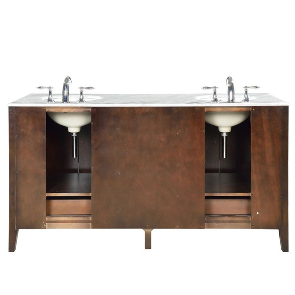 68 in. W x 22 in. D Vanity in Dark Walnut with Marble Vanity Top in Carrara White with White Basin - Gifts for You 'n Me