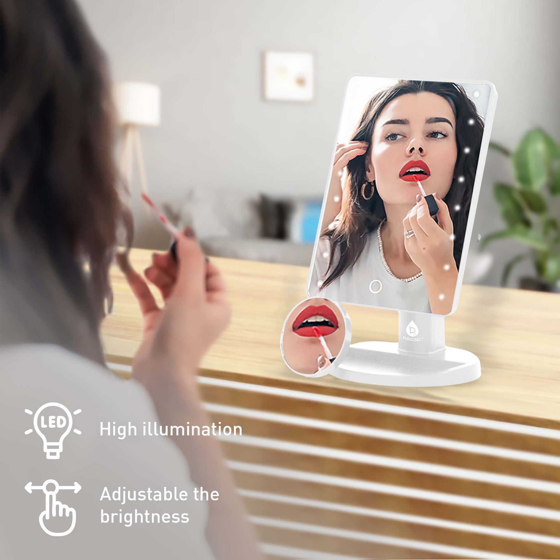 The Pursonic Dimmable LED LED Vanity Mirror & One Step Volumizing Hair Dryer