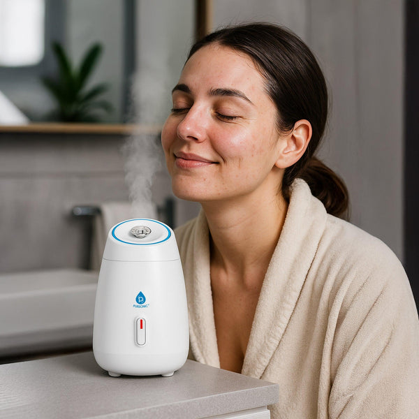 Glow & Renew Skincare Bundle: Facial Steamer, 7-in-1 LED Light Therapy Device & Vitamin C 20% Serum