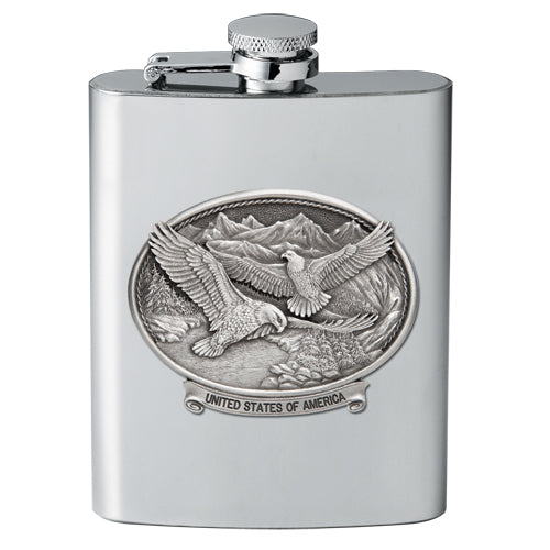 Eagle Soaring w/ USA Flask