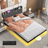 Full/Queen Size Floating Bed Frame with LED and Headboard and Charging Station-Full Size