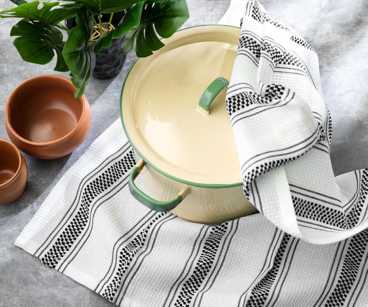 Black Dish Towels - Striped Cleaning Towels
