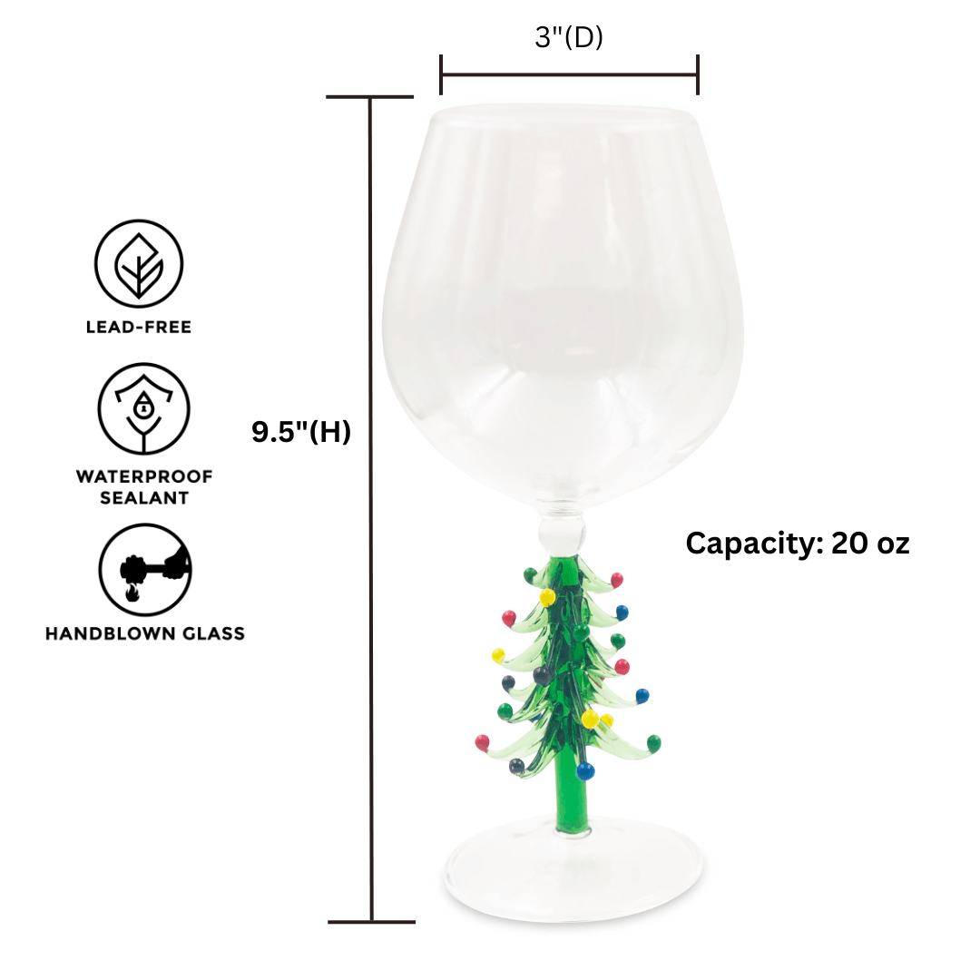 3D Christmas Tree Wine Glasses Jersey Art Glass