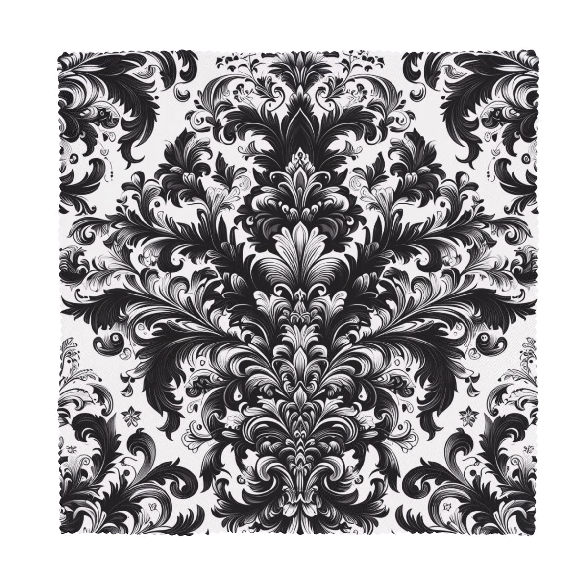 Black and White Damask Cloth Napkins – Elegant Reusable Polyester Table Napkins for Weddings & Events