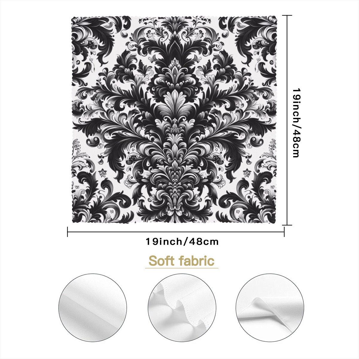 Black and White Damask Cloth Napkins – Elegant Reusable Polyester Table Napkins for Weddings & Events