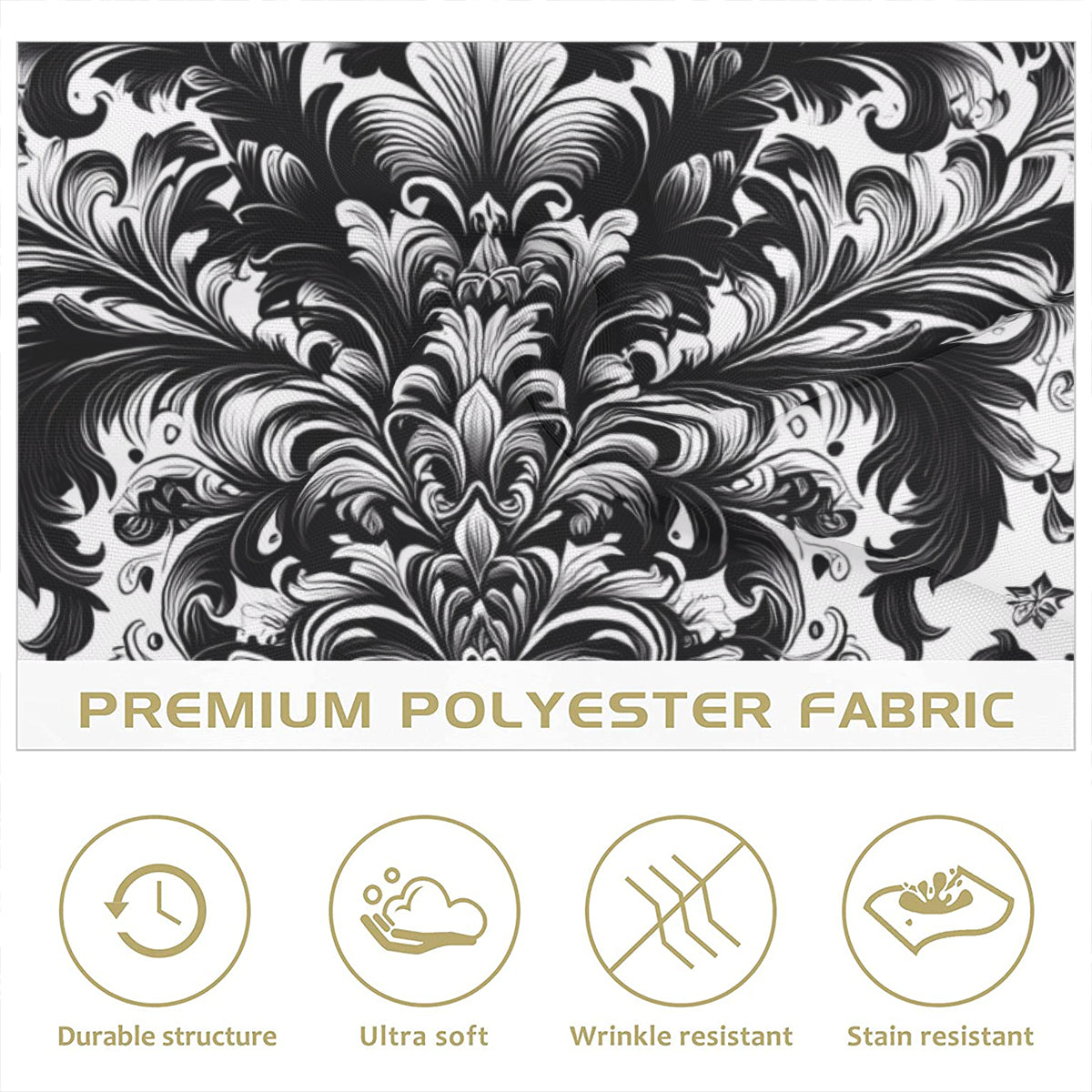 Black and White Damask Cloth Napkins – Elegant Reusable Polyester Table Napkins for Weddings & Events