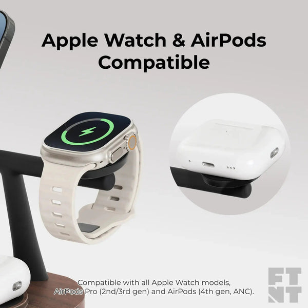 ZenStand 3-in-1 Wood MagSafe-compatible Wireless Charging Stand