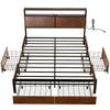 Full size Platform Bed with Headboard and Storage Drawers in Brown Wood Finish