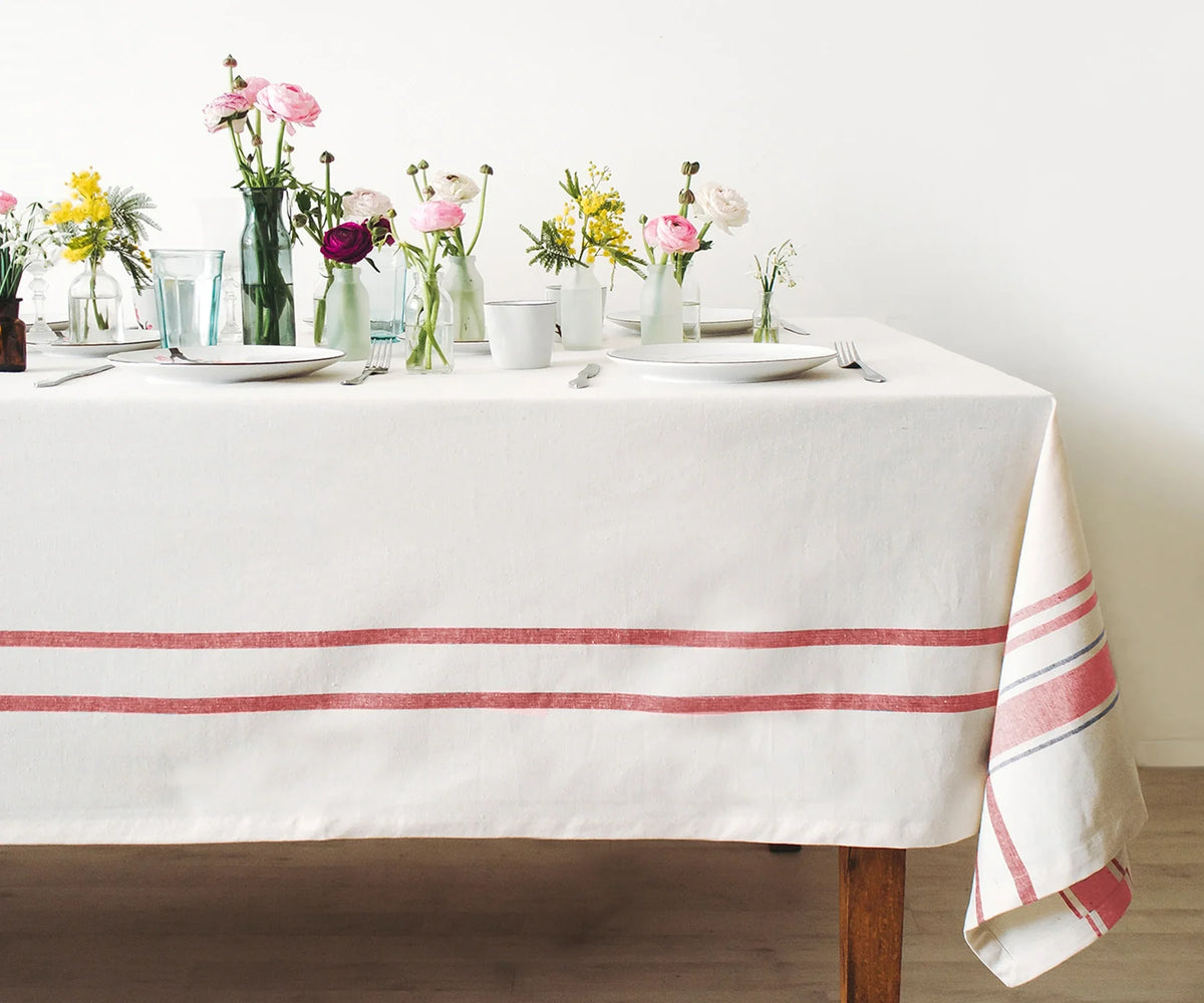French Striped Tablecloth