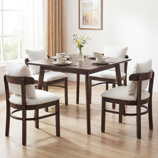Fabric Upholstered Wood Dining Chairs Set of 4 with Removable Pillow-Gray