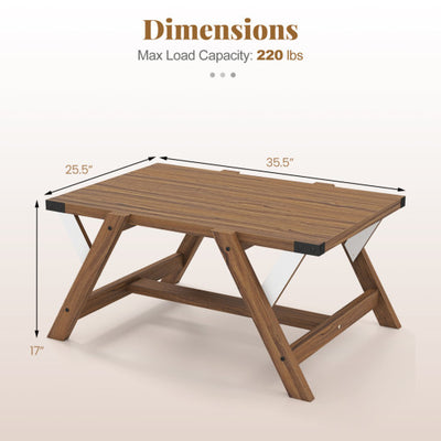 Farmhouse Center Table with Decorative Nailhead Accents for Living Room-Walnut