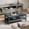 Farmhouse Coffee Table Rustic Cocktail Center Table with Thickened Tabletop-Blue