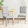 Farmhouse Dining Chair Set of 2 Fabric Upholstered Kitchen Chairs-Grey