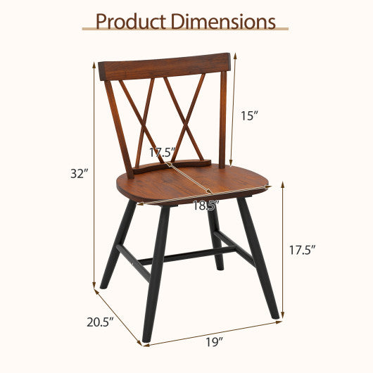 Farmhouse Kitchen Dining Chair Set of 2 with Rubber Wood Frame-Dark Brown