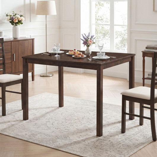 Farmhouse Kitchen Table for 4 with Solid Rubber Wood Frame for Dining Room-Brown