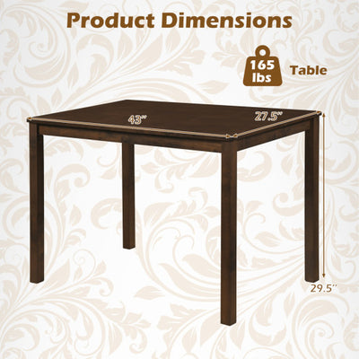 Farmhouse Kitchen Table for 4 with Solid Rubber Wood Frame for Dining Room-Brown