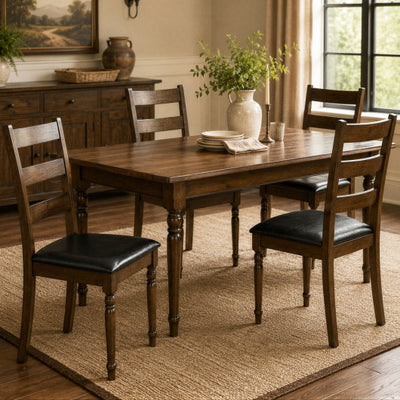 Farmhouse PU Leather Upholstered Dining Chairs Set of 4-Brown