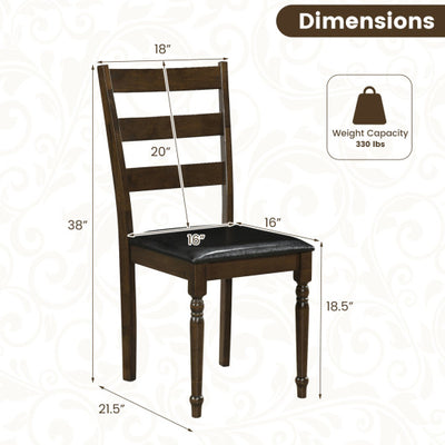 Farmhouse PU Leather Upholstered Dining Chairs Set of 4-Brown