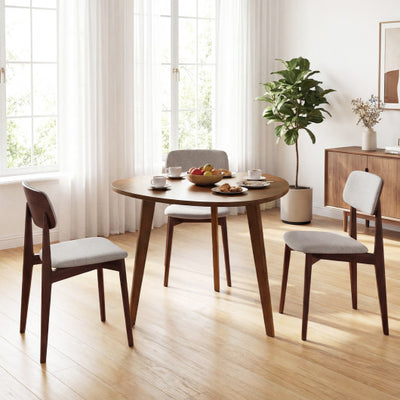 Farmhouse Wooden Round Dining Table for 4-Walnut
