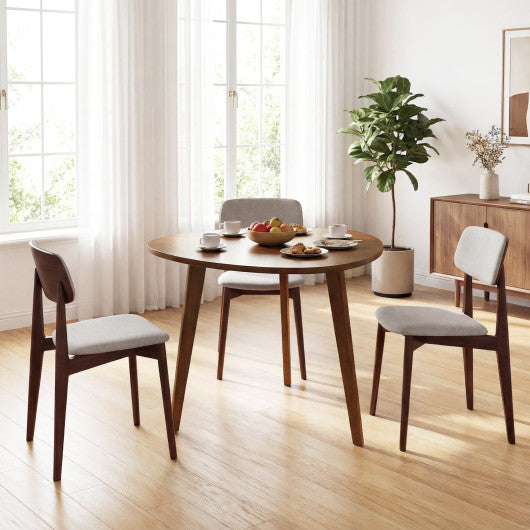 Farmhouse Wooden Round Dining Table for 4-Walnut