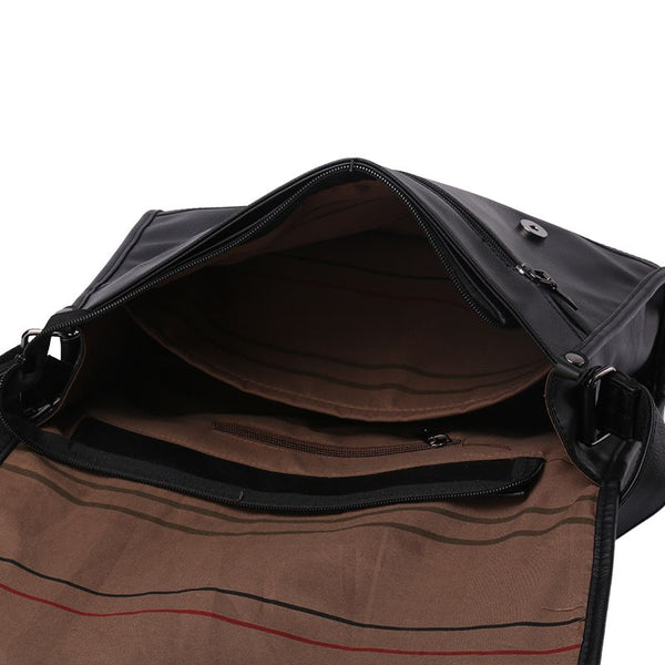 Faux Leather Messenger Bag