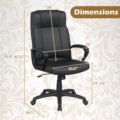 Faux Leather Office Chair Computer Desk Chair with Rocking Function-Black