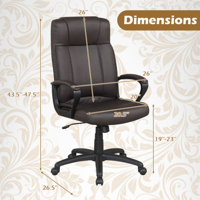 Faux Leather Office Chair Computer Desk Chair with Rocking Function-Brown
