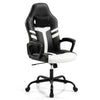 Faux Leather Upholstered Office Chair with Removable Head Pillow and Rocking Function-White - White