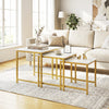 Faux Marble Nesting Table with Metal Frame Set of 3-White
