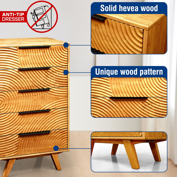 Acacia Harmony Dresser with 5 Drawers