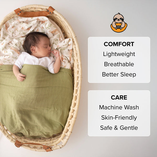 Muslin Swaddle Blankets - Soft Breathable Baby Swaddle Wrap, Bamboo Viscose & Cotton Receiving Blankets for Newborns, 2-Pack