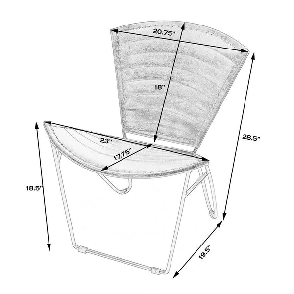 Felix Iron and Leather Accent Chair in Medium Brown 6167344