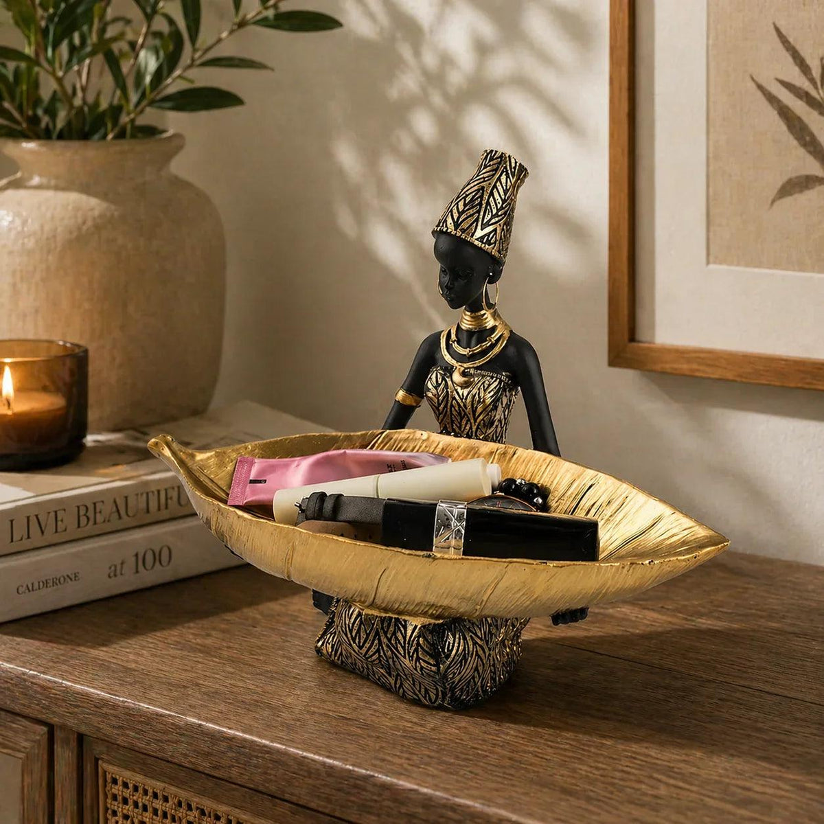 Figurine - Golden African Tray