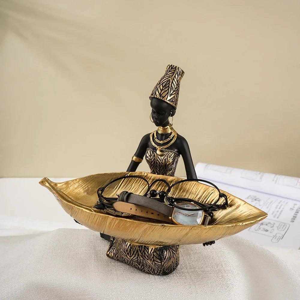 Figurine - Golden African Tray