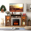 Fireplace TV Stand with 16-Color Led Lights for TVs up to 65 Inch-Brown