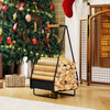 Firewood Storage Rack Heavy-duty Metal Log Holder with Handle and Square Rack