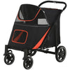 One-Click Foldable Stroller for Large Medium Small Dogs, Pet, Cats with Storage - Black