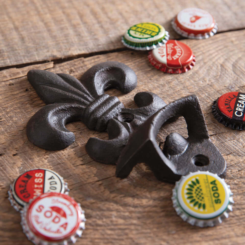 Fleur-de-Lis Wall-Mounted Bottle Opener (Set of 2)