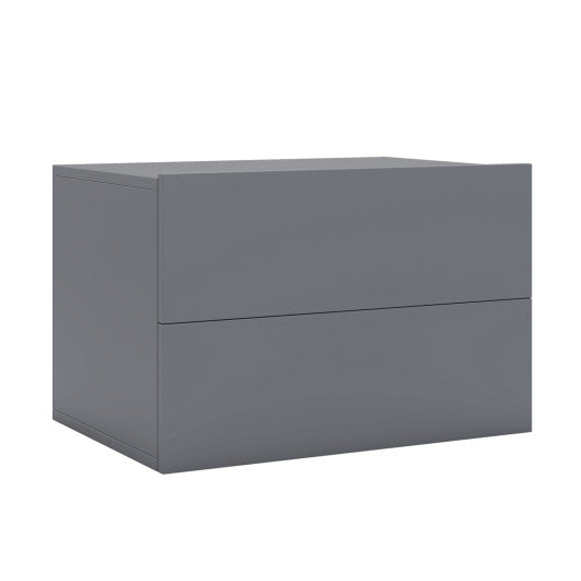 Floating Nightstand with 2 Storage Drawers Wall Mounted for Bedroom-Gray