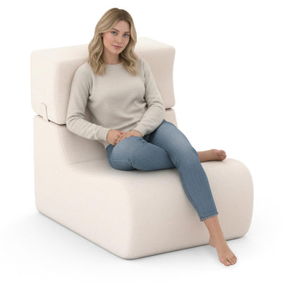 Floor Chair Lazy Sofa with Detachable Headrest-Beige
