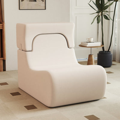 Floor Chair Lazy Sofa with Detachable Headrest-Beige