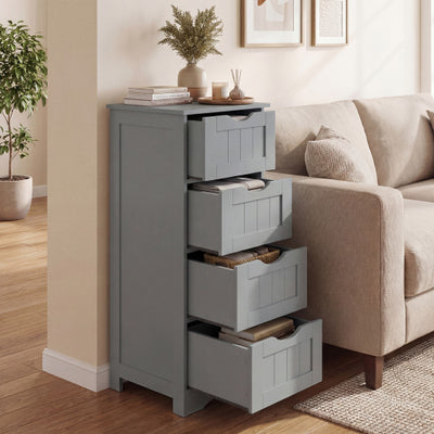 Floor Wooden Free Standing Storage Side Organizer for Bathroom-Gray