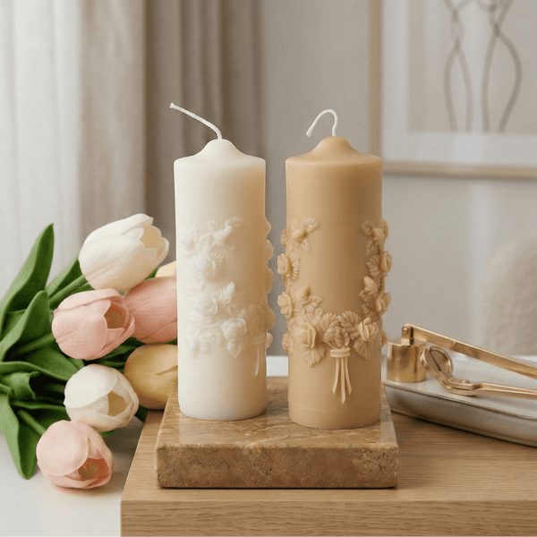 Floral Pillar Candle