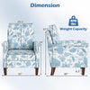 Floral Accent Chair Farmhouse Boho Armchair with Solid Wood Legs and High Back-Blue - Blue